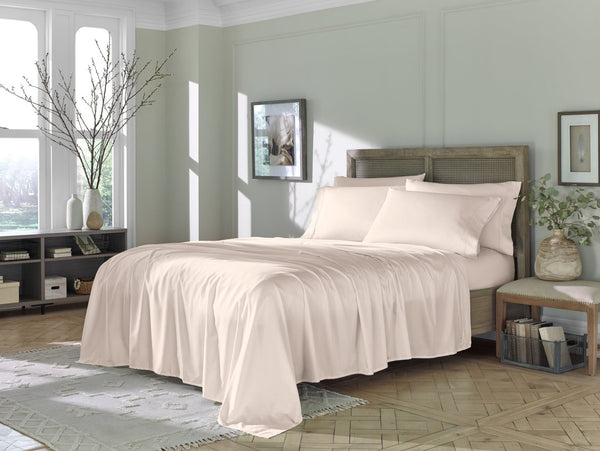 HomeRoots Six Luxurious Blush Tencel Lyocell King Sheet Set – Soft, Wrinkle-Resistant & Breathable Comfort! 523872