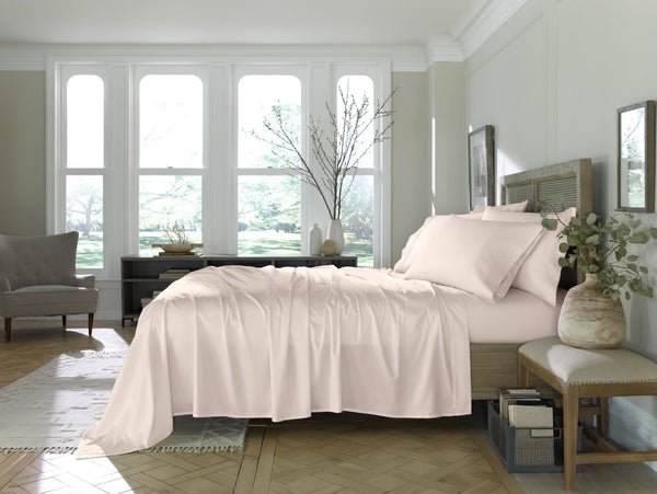 HomeRoots Six Luxurious Blush Tencel Lyocell King Sheet Set – Soft, Wrinkle-Resistant & Breathable Comfort! 523872