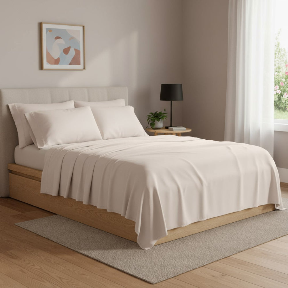 HomeRoots Six Luxurious Blush Tencel Lyocell King Sheet Set – Soft, Wrinkle-Resistant & Breathable Comfort! 523872