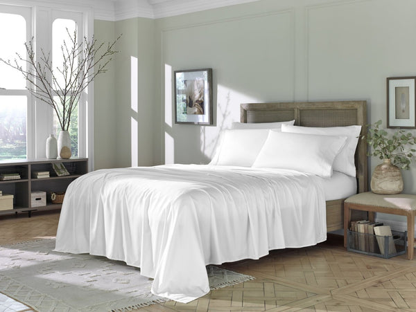 HomeRoots Six Piece White Tencel Lyocell Queen Sheet Set - Soft, Breathable, Wrinkle-Resistant Bedding Essentials 523873
