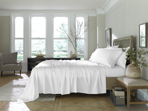 HomeRoots Six Piece White Tencel Lyocell Queen Sheet Set - Soft, Breathable, Wrinkle-Resistant Bedding Essentials 523873