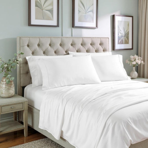 HomeRoots Six Piece White Tencel Lyocell Queen Sheet Set - Soft, Breathable, Wrinkle-Resistant Bedding Essentials 523873