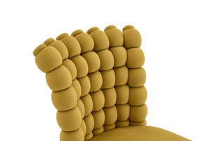 English Elm Ergonomic Velvet Accent Chair Tufted Bubble Weave Gold Legs Glam Seating W3875P446138