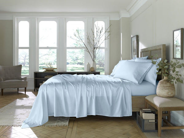 HomeRoots Six Piece Powder Blue Tencel Lyocell Sheet Set - Luxurious Comfort, Wrinkle-Resistant & Durable Quality 523875