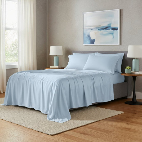 HomeRoots Six Piece Powder Blue Tencel Lyocell Sheet Set - Luxurious Comfort, Wrinkle-Resistant & Durable Quality 523875