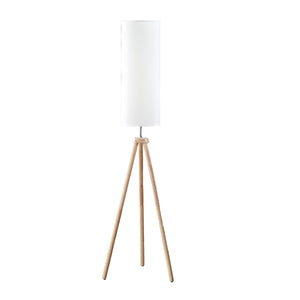 Homeroots 58" Natural Wood Look Tripod Floor Lamp With White Shade  Manufactured Wood 523888