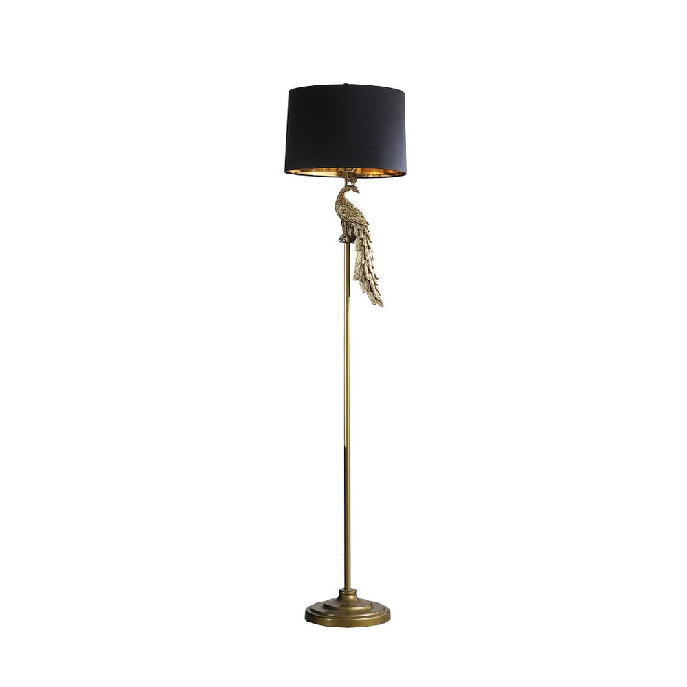 HomeRoots 65" Gold And Black Floor Lamp - Elegant Design with Black Drum Shade for Living Room & Office Use 523889