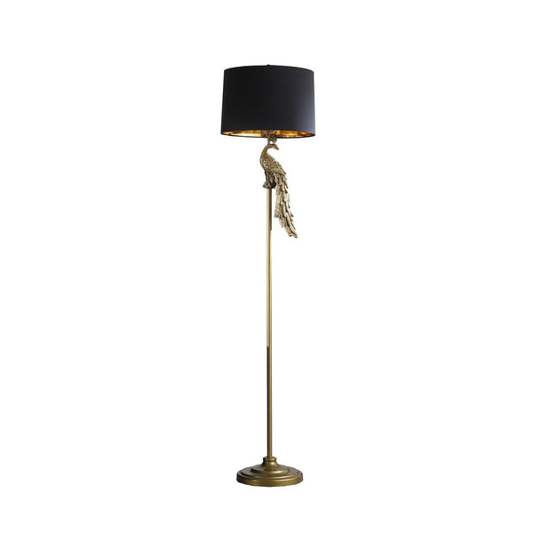 HomeRoots 65" Gold And Black Floor Lamp - Elegant Design with Black Drum Shade for Living Room & Office Use 523889