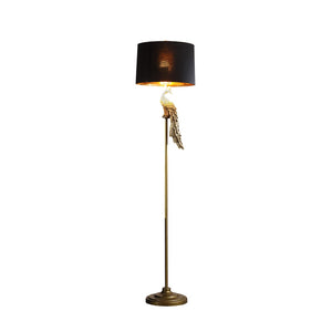 HomeRoots 65" Gold And Black Floor Lamp - Elegant Design with Black Drum Shade for Living Room & Office Use 523889