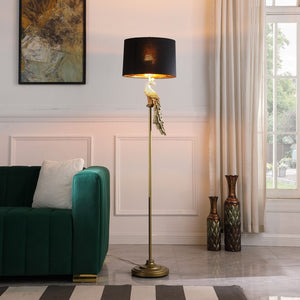 HomeRoots 65" Gold And Black Floor Lamp - Elegant Design with Black Drum Shade for Living Room & Office Use 523889