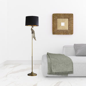 HomeRoots 65" Gold And Black Floor Lamp - Elegant Design with Black Drum Shade for Living Room & Office Use 523889