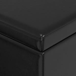 English Elm Lincoln Extra Large Storage Ottoman Bench - Midnight Black Vegan Leather, Stitched, Durable Wood, Safe Hinge Seating 55" B2732P253622