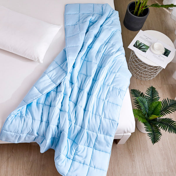 Homeroots 48" X 72" Blue Quilted 12 Pound Weighted Cooling Blanket  Polyester 523903