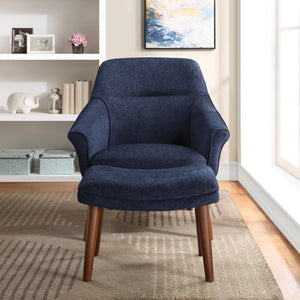 OSP Home Furnishings Waneta Chair and Ottoman Midnight Blue