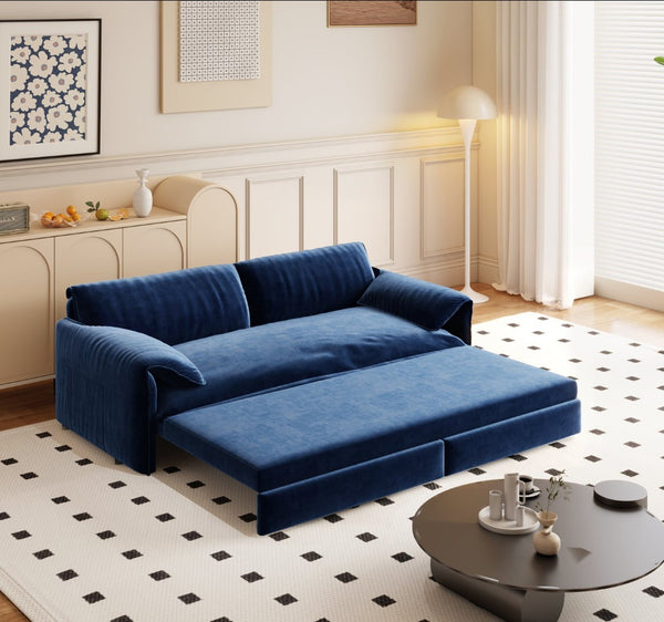 English Elm 66" Queen Sleeper Loveseat Velvet Convertible Sofa with Built-in Side Storage for Living Room W1885S00225