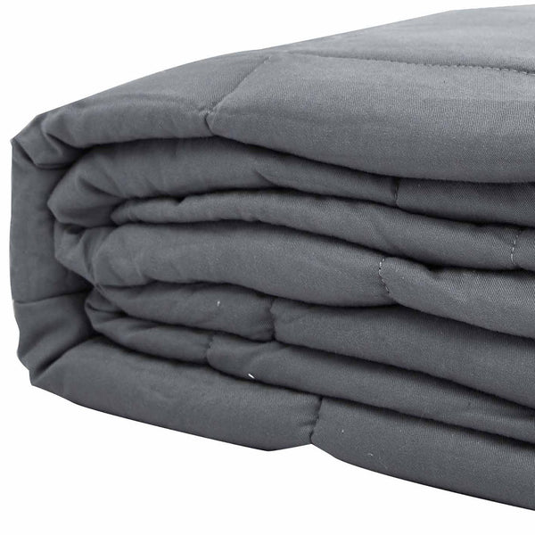 Homeroots 48" X 72" Light Gray Cotton Quilted Plush 15 Pound Weighted Blanket  100% Cotton 523953