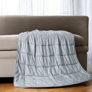 Homeroots 48" X 72" Light Gray Cotton Quilted Plush 15 Pound Weighted Blanket  100% Cotton 523953