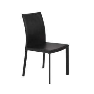 Homeroots Set Of Two Black Upholstered Leather Dining Side Chairs  Metal 523965