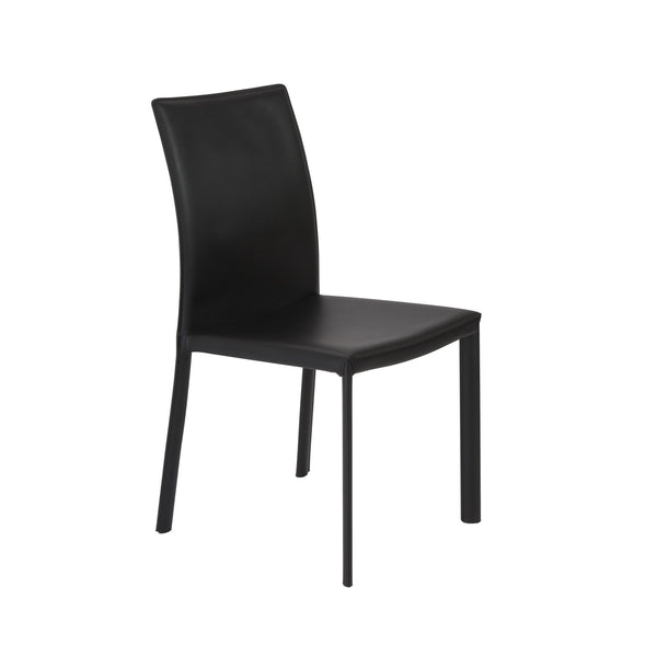 Homeroots Set Of Two Black Upholstered Leather Dining Side Chairs  Metal 523965