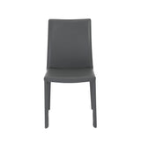 Stylish Set of 2 Gray Upholstered Leather Dining Side Chairs for Versatile Home Seating