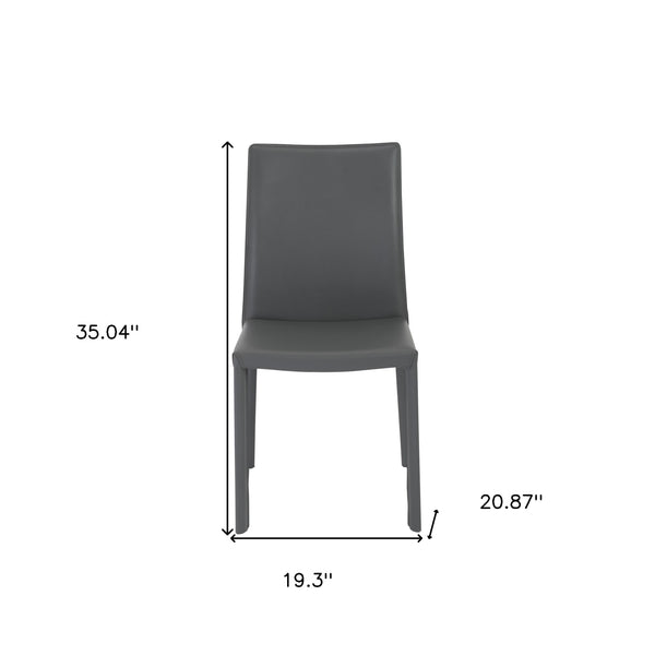 Homeroots Set Of Two Gray Upholstered Leather Dining Side Chairs  Metal 523966