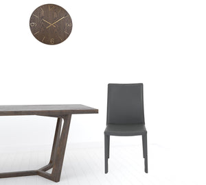 Homeroots Set Of Two Gray Upholstered Leather Dining Side Chairs  Metal 523966