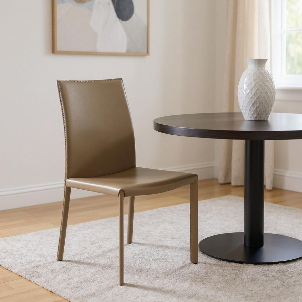 HomeRoots Set of Two Taupe Upholstered Leather Dining Side Chairs for Modern Elegance and Versatile Style 523967