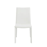 Set of Two Stylish White Upholstered Leather Dining Chairs for Elegant Home Décor & Extra Seating