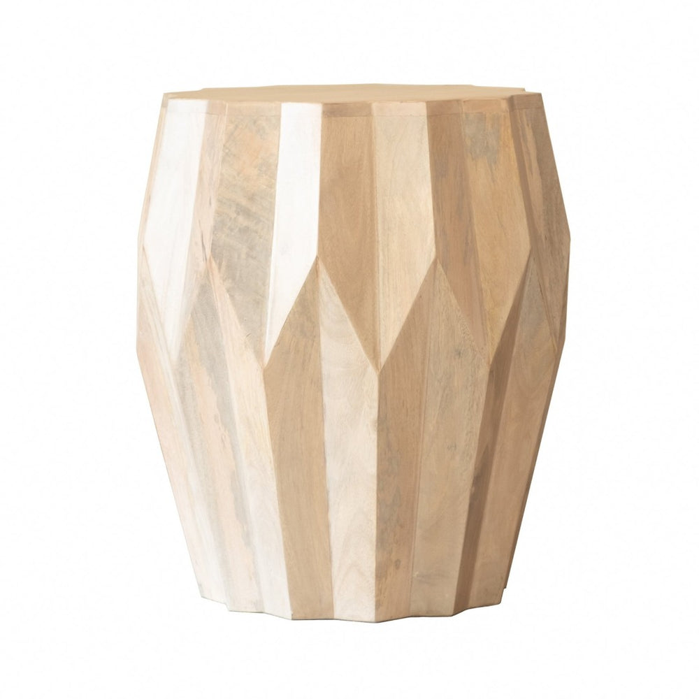 HomeRoots 23" Natural Solid Wood Round Drum End Table - Rustic Accent Table for Living Room & Bedroom Decor 523984