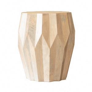 HomeRoots 23" Natural Solid Wood Round Drum End Table - Rustic Accent Table for Living Room & Bedroom Decor 523984