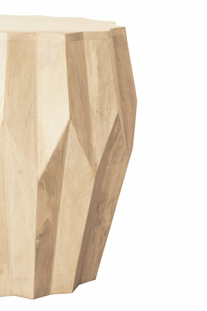 HomeRoots 23" Natural Solid Wood Round Drum End Table - Rustic Accent Table for Living Room & Bedroom Decor 523984
