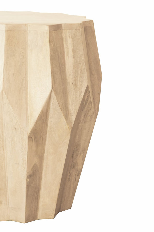 HomeRoots 23" Natural Solid Wood Round Drum End Table - Rustic Accent Table for Living Room & Bedroom Decor 523984