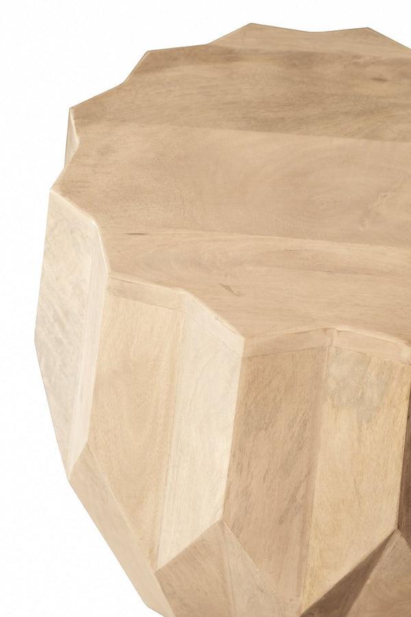 HomeRoots 23" Natural Solid Wood Round Drum End Table - Rustic Accent Table for Living Room & Bedroom Decor 523984