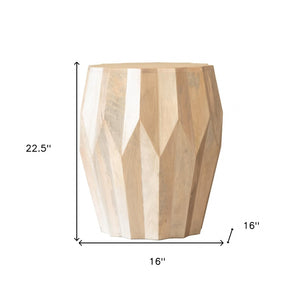 HomeRoots 23" Natural Solid Wood Round Drum End Table - Rustic Accent Table for Living Room & Bedroom Decor 523984