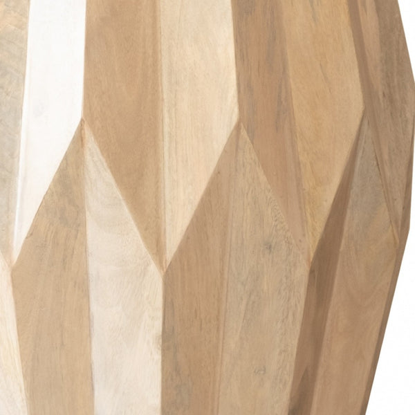 HomeRoots 23" Natural Solid Wood Round Drum End Table - Rustic Accent Table for Living Room & Bedroom Decor 523984