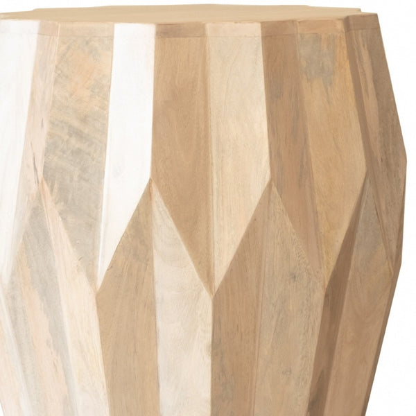 HomeRoots 23" Natural Solid Wood Round Drum End Table - Rustic Accent Table for Living Room & Bedroom Decor 523984