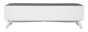 HomeRoots 59" Stylish Gray Linen Storage Bench with Drawers - Mid-Century Design for Bedroom & Entryway Comfort 523985