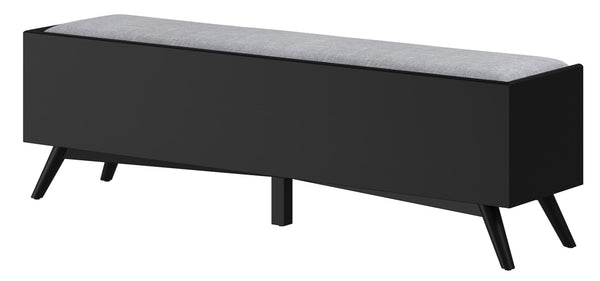 Homeroots 59" Gray And Black Fabric Upholstered Storage Bench With Drawers  Solid Wood 523986