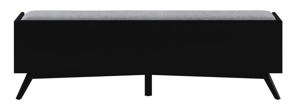 Homeroots 59" Gray And Black Fabric Upholstered Storage Bench With Drawers  Solid Wood 523986