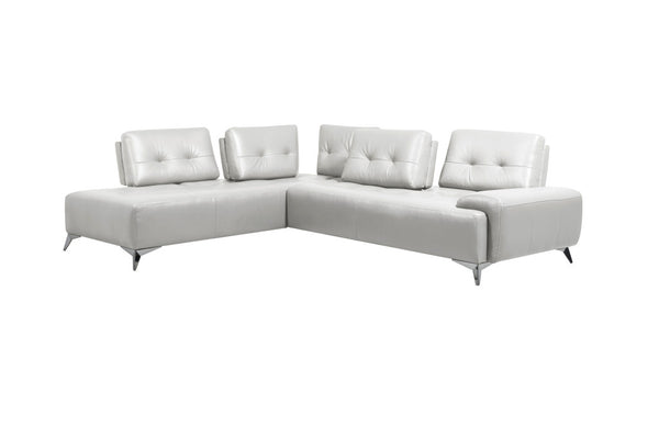 Homeroots White Leather L Shaped Two Piece Seating Component   523997