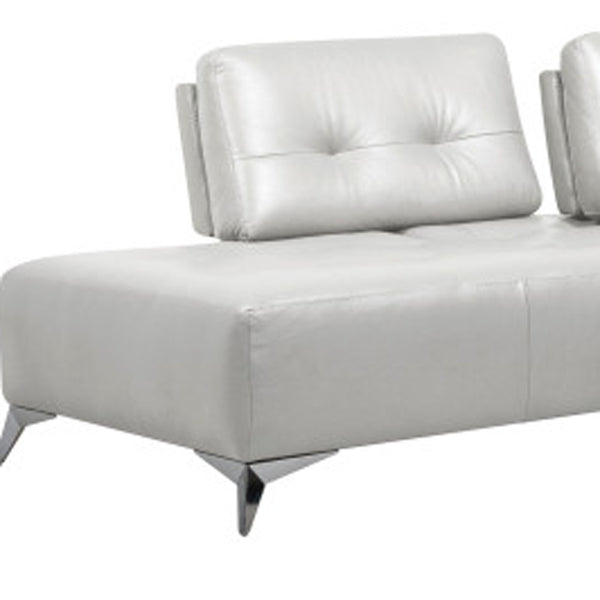 Homeroots White Leather L Shaped Two Piece Seating Component   523997