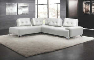 Homeroots White Leather L Shaped Two Piece Seating Component   523997