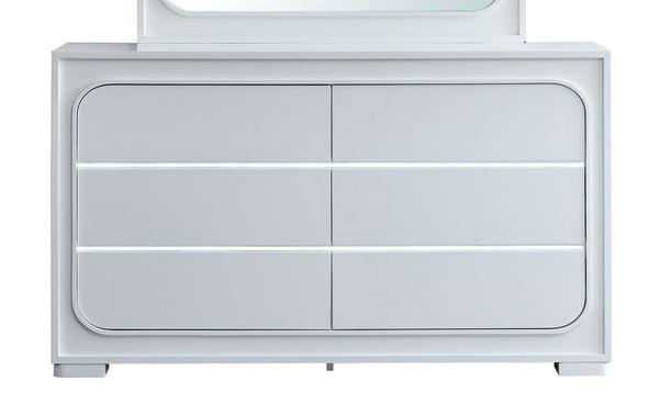 English Elm Milan Modern White Dresser with Integrated Led Lighting and Full Extension Drawers White B078P497945
