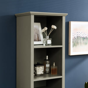 English Elm 64" Tall Bathroom Storage Cabinet Narrow 4-Shelf Floor Organizer with Laundry Hamper, Grey, Space-Saving Tall Unit W1801P195738