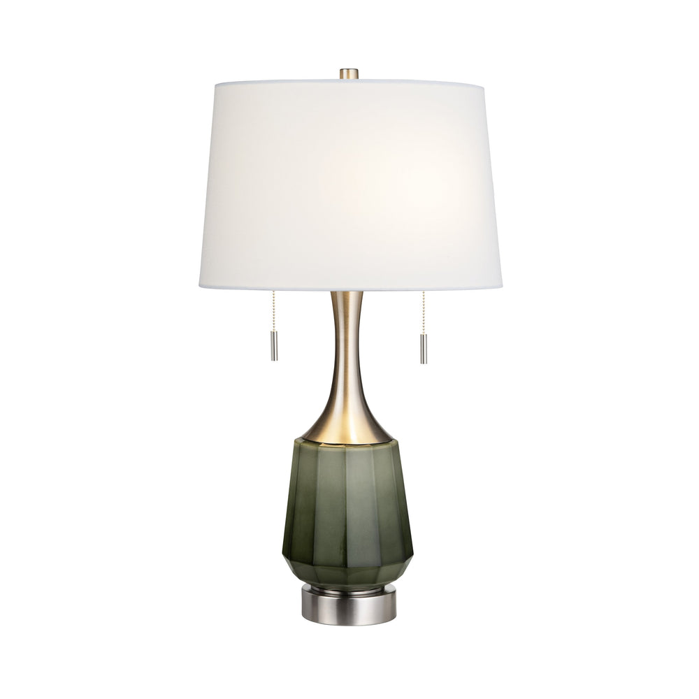 Crestview Collection Transitional Table Lamp - Elegant Deep Green Faceted Glass With Brushed Nickel Accents & Twin Pulls   Cvazbs111