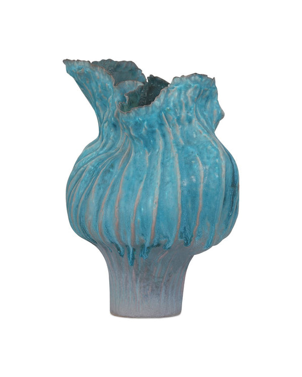 Currey & Company Flying Silk Blue Vase – Exquisite Porcelain Art With Fluid Design And Cascading Turquoise Glaze Blue Porcelain 1200-0981-currey-company