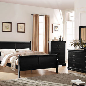 English Elm Black 2-Drawer Nightstand: Elegant Louis Philippe Design With Modern Touches For Stylish Storage Solutions B062P189238