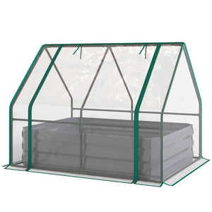 English Elm 2-in-1 Galvanized Steel Raised Garden Bed with Pe Greenhouse Cover for Year Round Growing Clear,Dark Gray T3971P455721