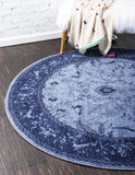 Unique Loom La Jolla Floral Machine Made Floral Rug Blue, Navy Blue 8' 0" x 8' 0"