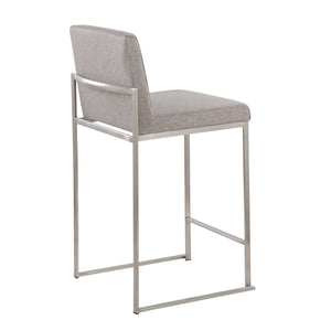 English Elm Fuji High Back Counter Stool Set Of 2 - Elegant Grey Fabric With Durable Stainless Steel Frame B202P221959